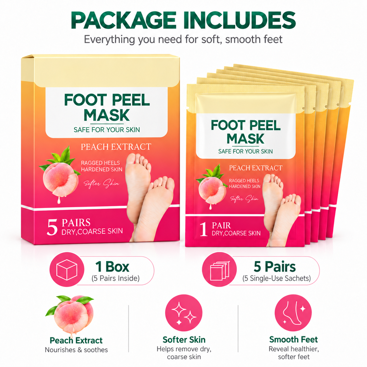Peach Foot Peel Mask – Soft & Smooth Feet